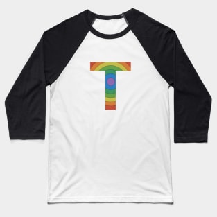 Retro Rainbow 'T' Sticker Baseball T-Shirt